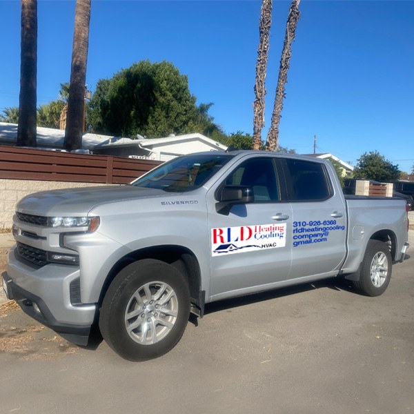 RLD Heating Cooling service truck parked in Canoga Park