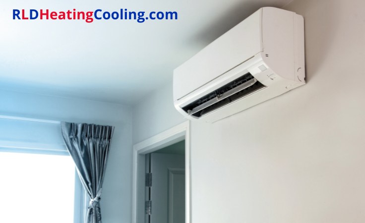 Wall-mounted air conditioner in a bright living space